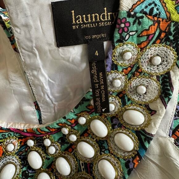 Laundry by Shelli Segal Dress Brunch Shower Paisley Beaded Halter Preppy - Picture 4 of 11